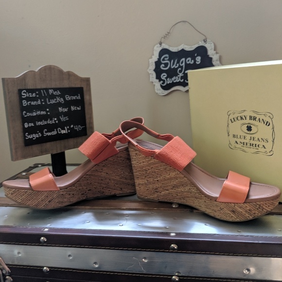 Lucky brand wedge platform sz11 orange - Picture 2 of 5